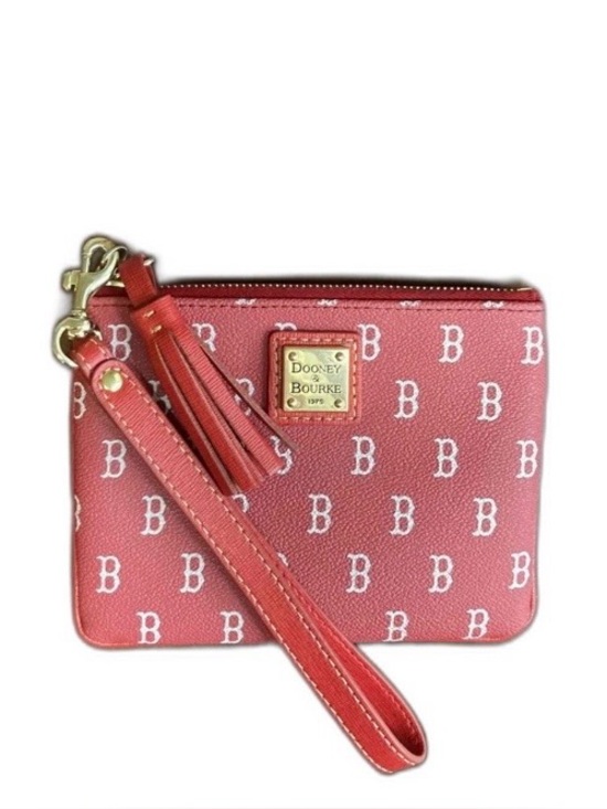 Dooney & Bourke Handbags - Dooney & Bourke Boston Red Sox Signature Red Leather Wristlet Top Zip Tassel EUC
